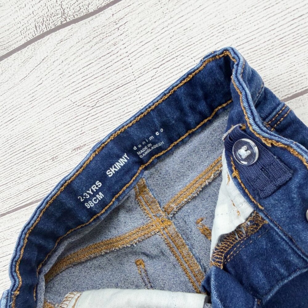 Denim Co Toddler Girls Skinny Jeans Dark Wash Stretch Denim Pants 2-3 - Picture 2 of 3